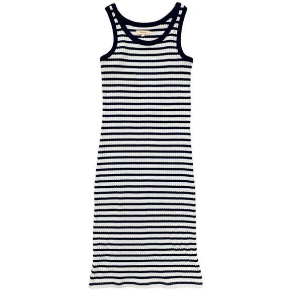 Madewell Ribbed Tank Midi Dress Stripe Size Small - Picture 7 of 8